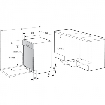 Gorenje GI 642 E90X Einbauspülmaschine Maße